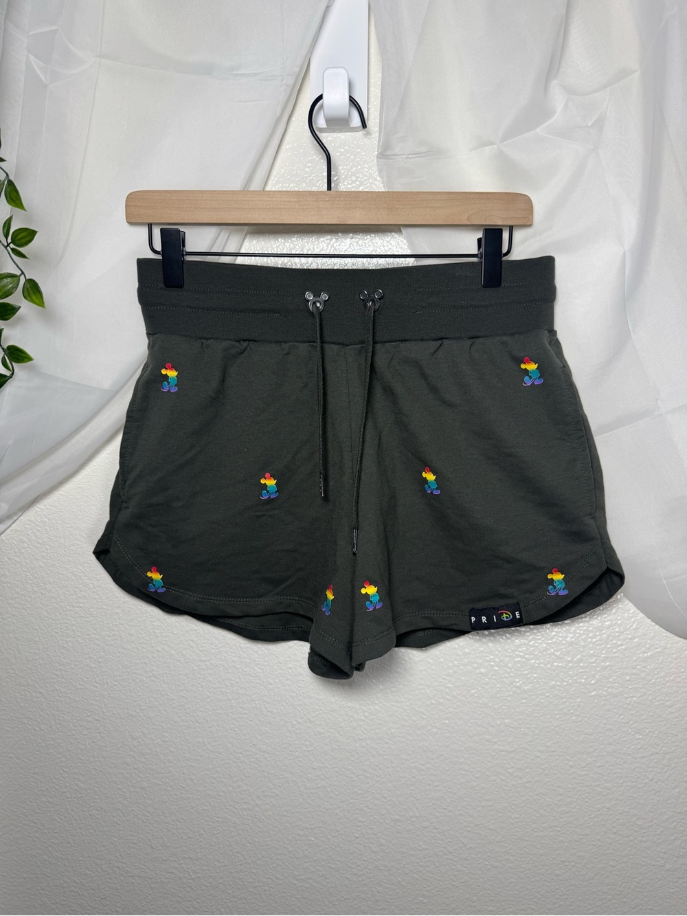 Disney Pride Collection Mickey Mouse Rainbow Embroidered Sweat Shorts